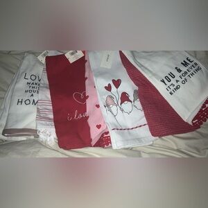 “You & Me It's a Forever Kind of Thing", Red & White Dish Towels 4 x 2pk Set=8